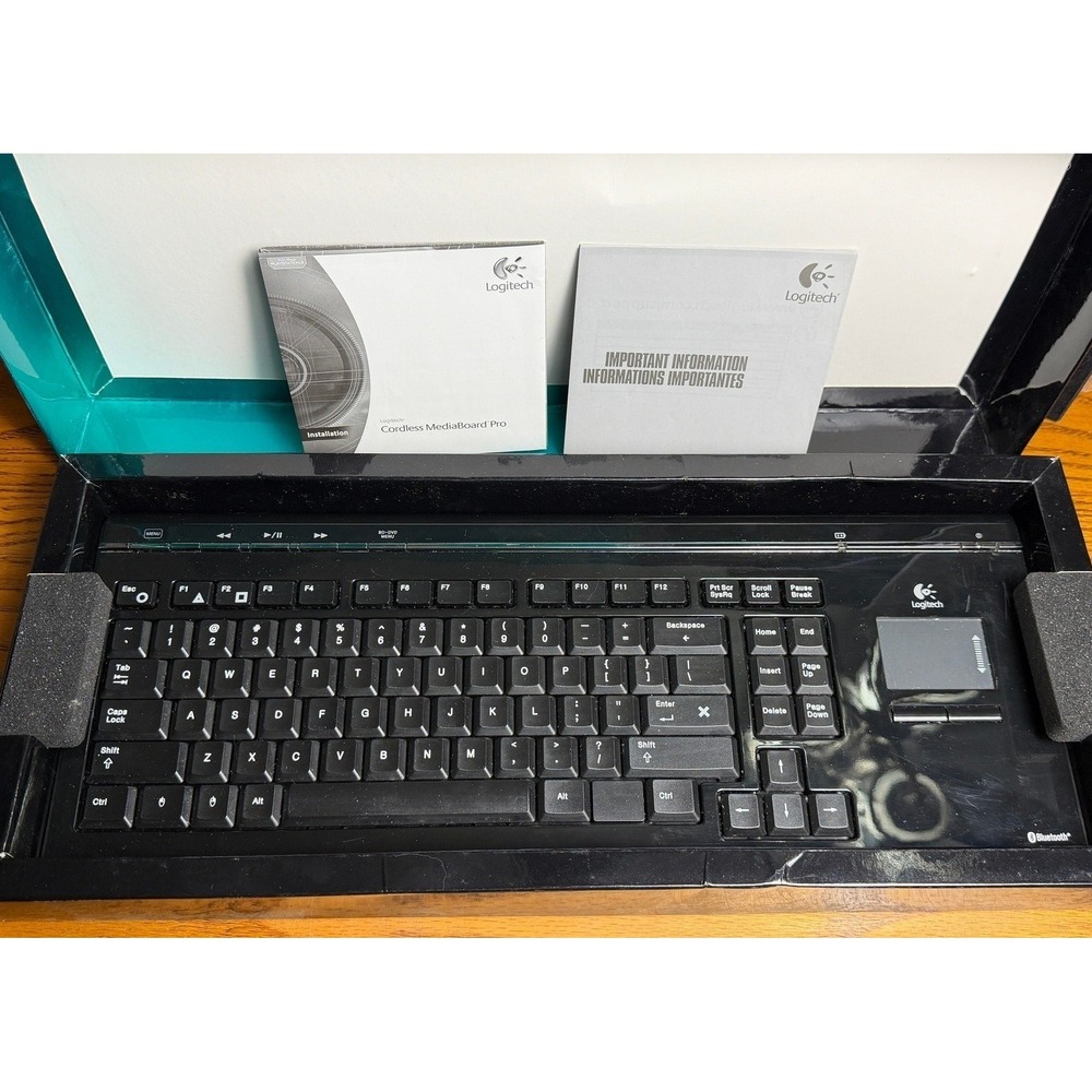 Logitech Cordless MediaBoard Pro PS3 Bluetooth Keyboard, Touchpad, Black, WORKS